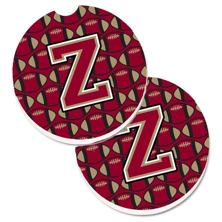 Carolines Treasures Letter Z Football Garnet and Gold  Cup Holder Car Coaster, PK2 CJ1078-ZCARC
